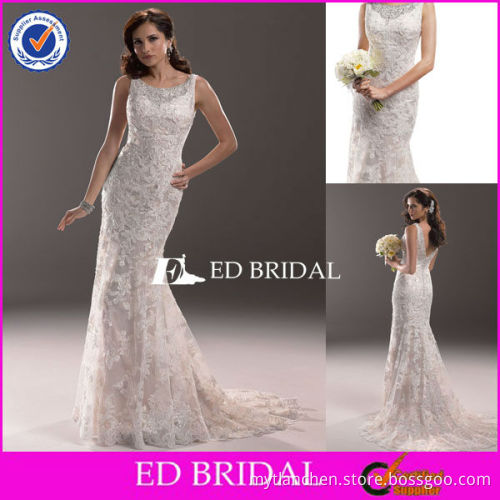 B013 Spaghetti Straps All Over Lace Applique Backless Purple And White Wedding Dresses